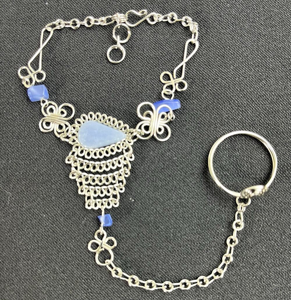 Slave Bracelet From Perú Handmade With Angelite Stone